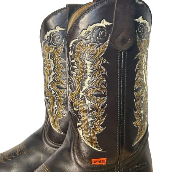 Men's Cowboy Boot Chaparral Size 9 Beautiful Leather Tread Pattern Well … - Picture 5 of 6